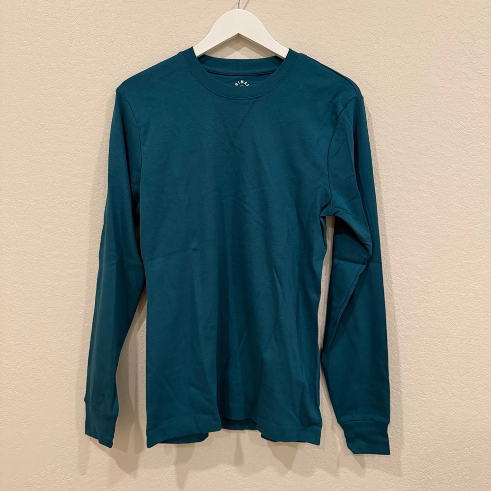 Primary Adult Organic Long Sleeve PJ Top in Spruce NWT